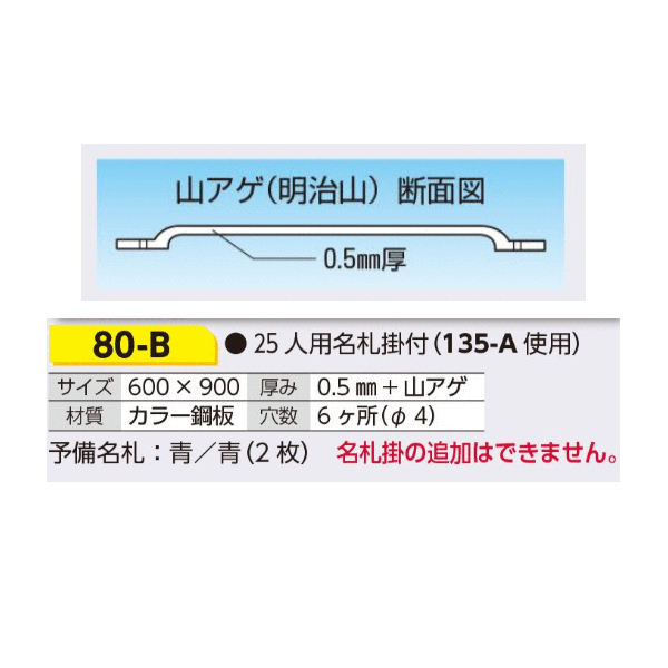 80-B　入坑者一覧表　25人用名札掛けつき